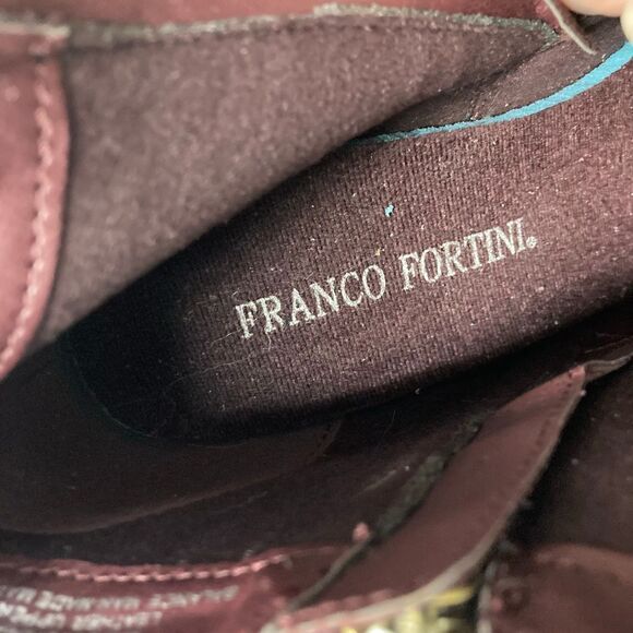 FRANCO FORTINI Annie Suede Wedge Heel Ankle Bootie Size 7.5 Plum Wine‎ - Picture 9 of 12